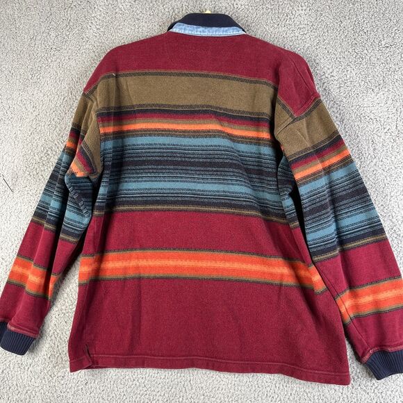 Vintage Structure Sweater Mens M Red Blue Button Aztec Southwest Print Pullover - Picture 2 of 7
